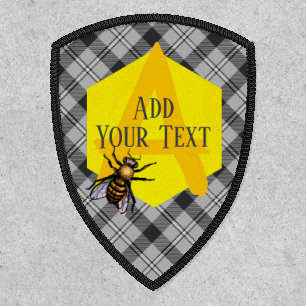 Honey bee hexagon • Name and Initials to customize Patch