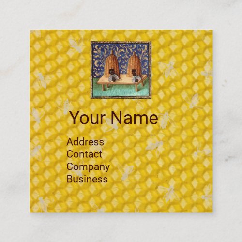 HONEY BEE HIVBEEKEEPINGBEEKEEPERAPIARIST SQUARE BUSINESS CARD