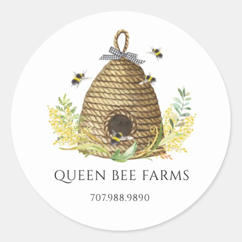 Honey Bee Hive Apiary Beekeeper Business Classic Round Sticker