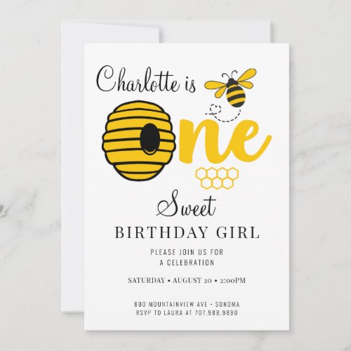 Honey Bee Hive Honey Comb First Birthday Invitatio Invitation