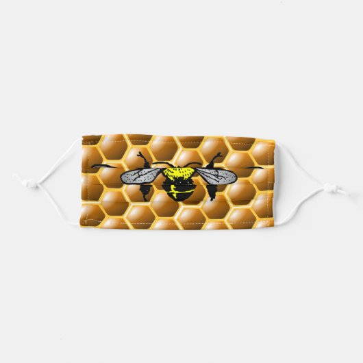 Honey Bee Hive Pattern Cute Insect Adult Cloth Face Mask (Front, Folded)
