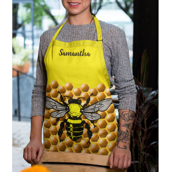 Honey Bee Hive Pattern Cute Insect Apiary Apron by TheShirtBox at Zazzle