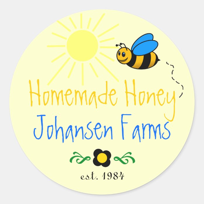 Honey Bee Homemade Farm Stickers