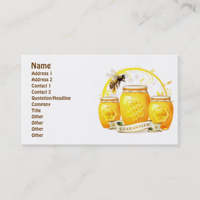 Honey Bee Honey Seller Beekeeper Apiarist Business Card (Front)