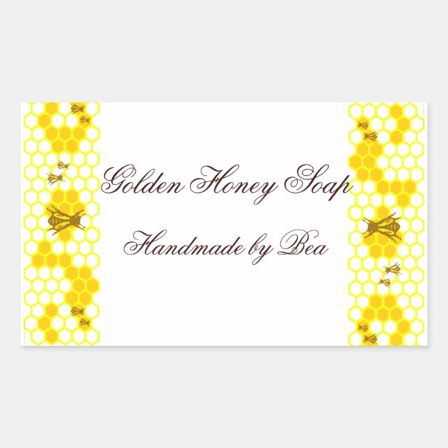 Honey Bee Honeycomb Art Custom Jar Stickers (Front)