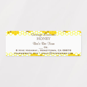 Honey Bee Honeycomb Art Editable 2.25" x 0.75" Labels