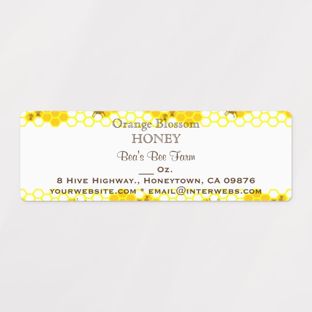 Honey Bee Honeycomb Art Editable 2.25" x 0.75" Labels (Design 1)