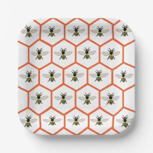 Honey Bee Honeycomb Baby Shower Bee First Birthday Paper Plates