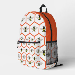 Honey Bee Honeycomb Beekeeper School Printed Backpack