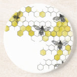 Honey Bee Honeycomb Coasters<br><div class="desc">Vibrant honeycomb holds five honeybees. Perfect for the honeybee lover or bee keeper in your life.</div>