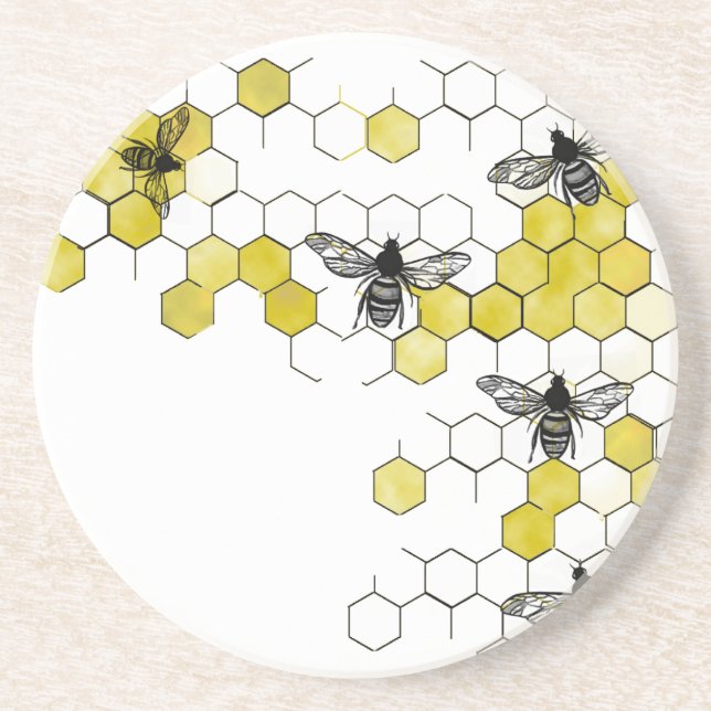 Honey Bee Honeycomb Coasters (Front)