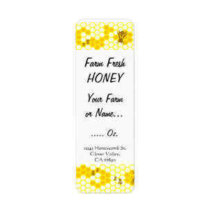 Honey Bee Honeycomb Custom 0.75" x 2.25" label