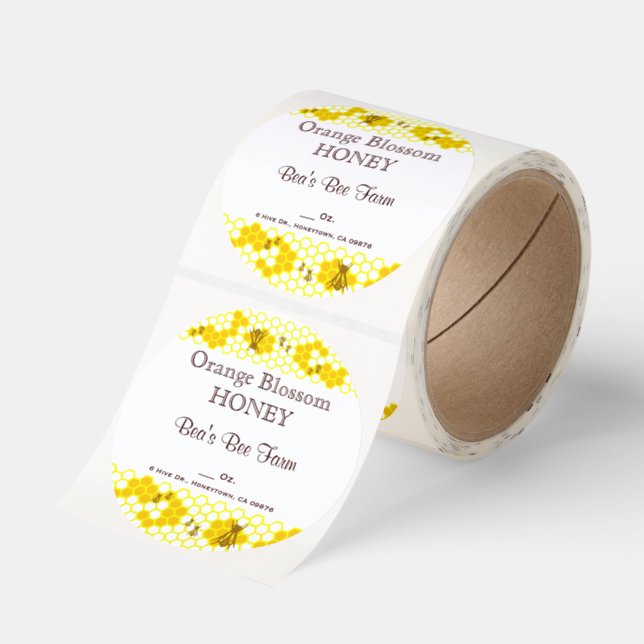 Honey Bee Honeycomb Custom 3" Roll Classic Round Sticker (Roll)