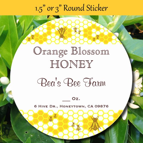 Honey Bee Honeycomb Custom 3 Round Sticker