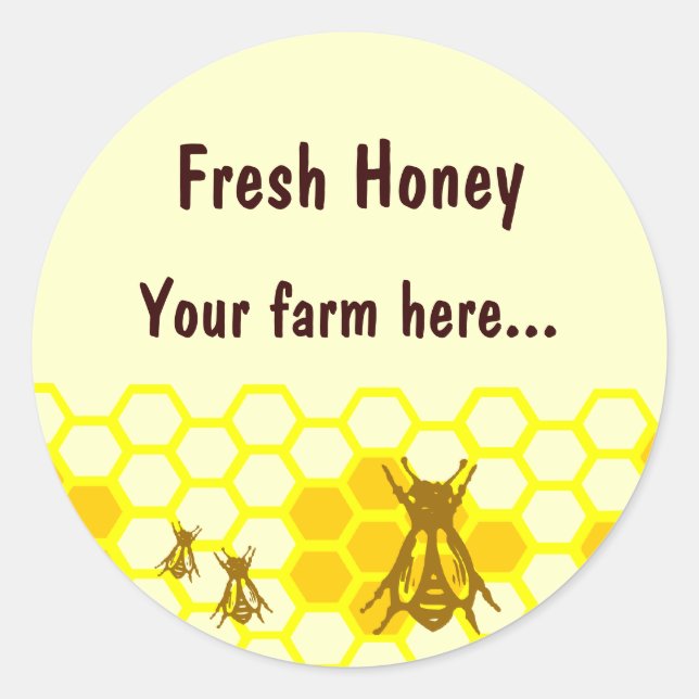 Honey Bee Honeycomb Custom Jar Label Stickers (Front)