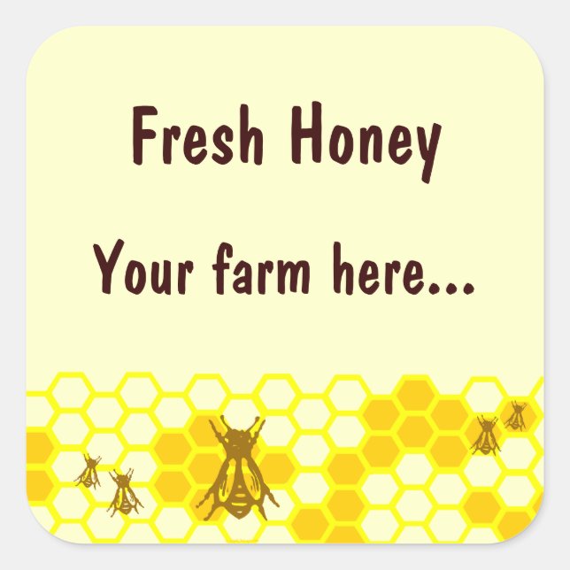Honey Bee Honeycomb Custom Jar Label Stickers (Front)