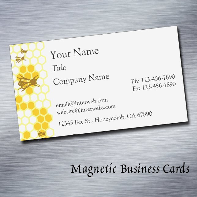 Honey Bee Honeycomb Custom Magnetic Business Cards (honey bee Editable Magnetic Business Cards)
