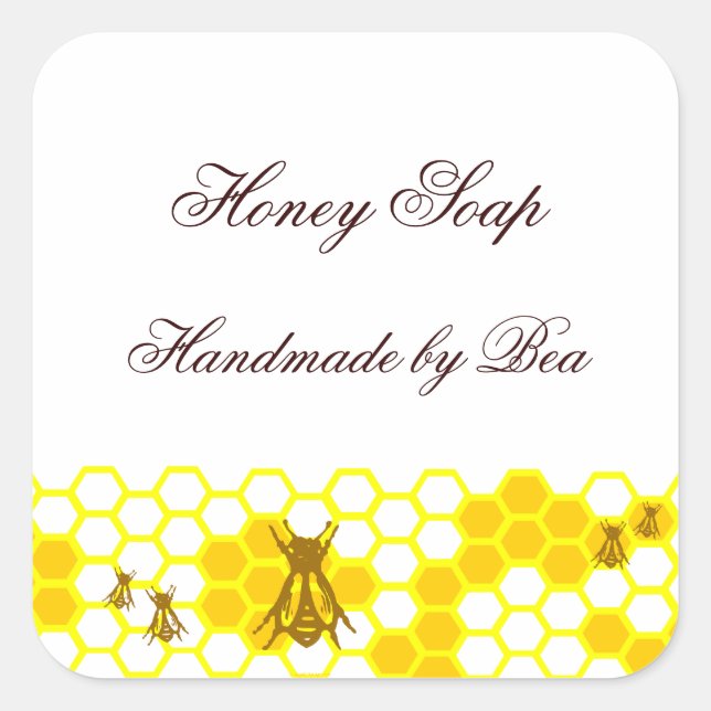 Honey Bee Honeycomb Custom Soap Label Stickers (Front)
