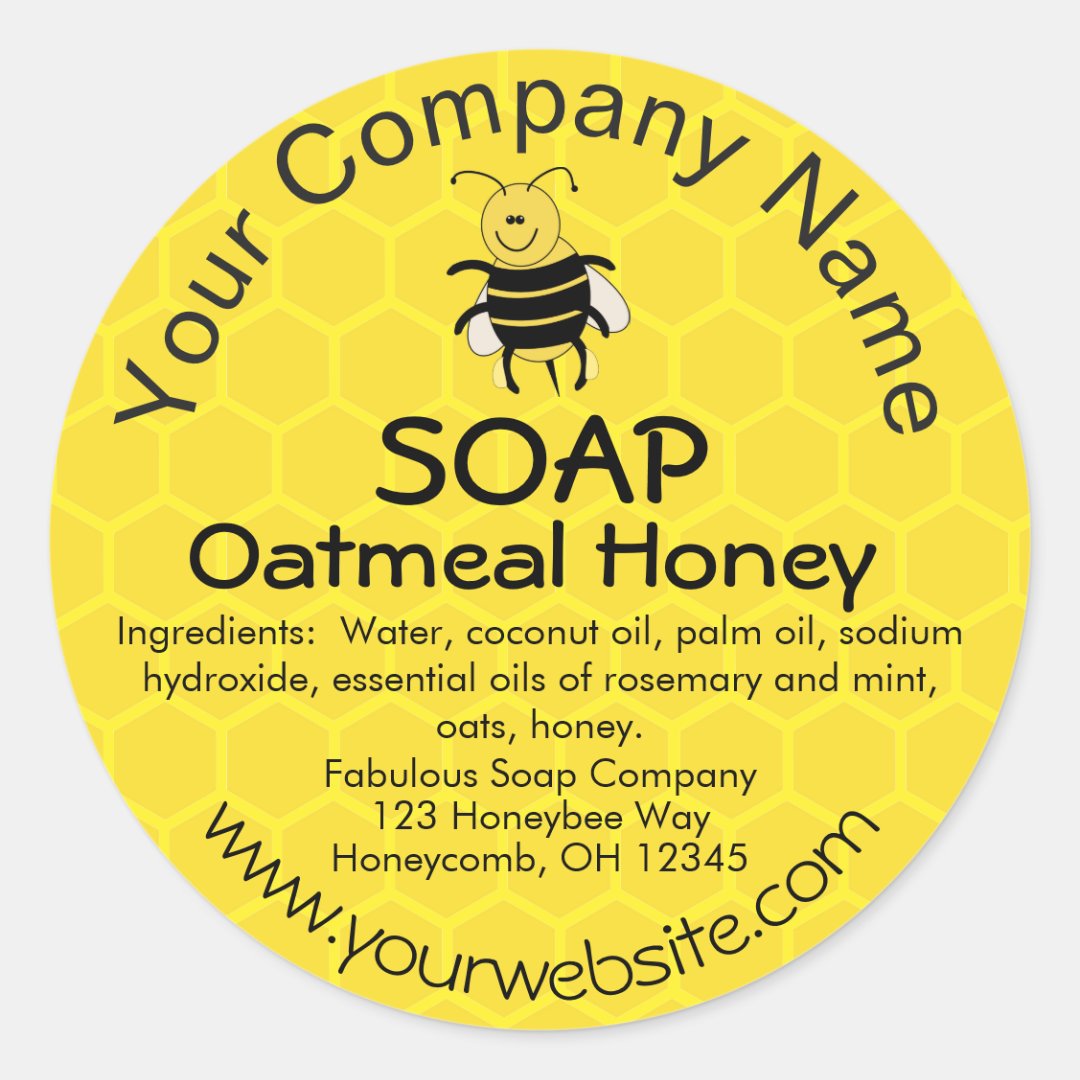 Honey Bee Honeycomb Custom Soap Label Stickers | Zazzle