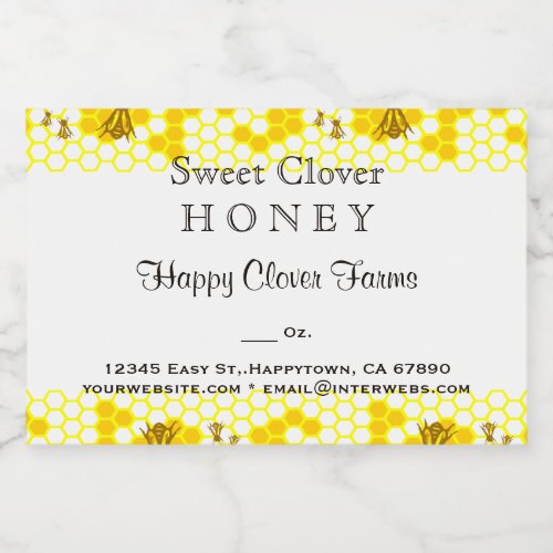 Honey Bee Honeycomb Editable 3 x 2 Food Label