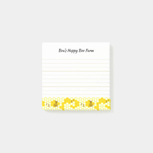 Honey Bee Honeycomb Editable Optional Lined Post-it Notes