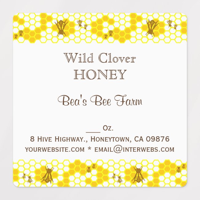 Honey Bee Honeycomb Editable Square Sticker