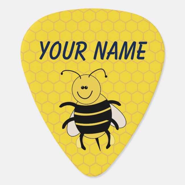 Honey Bee Honeycomb Guitar Pick Personalized Name