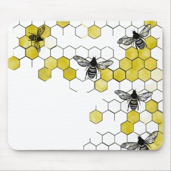 Honey Bee Honeycomb Mouse Pad by gidget26 at Zazzle