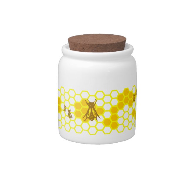 Honey Bee Honeycomb Pattern Candy Jar (Right)