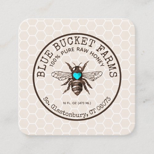  Honey Bee Honeycomb Square Business Card