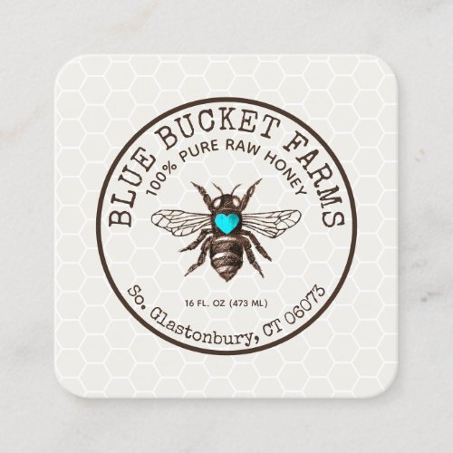  Honey Bee Honeycomb Square Business Card