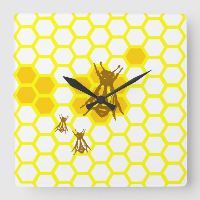 Honey Bee Honeycomb Wall Clock (Front)
