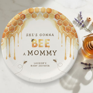 Honey Bee Honeycomb Watercolor Baby Shower Paper Plates