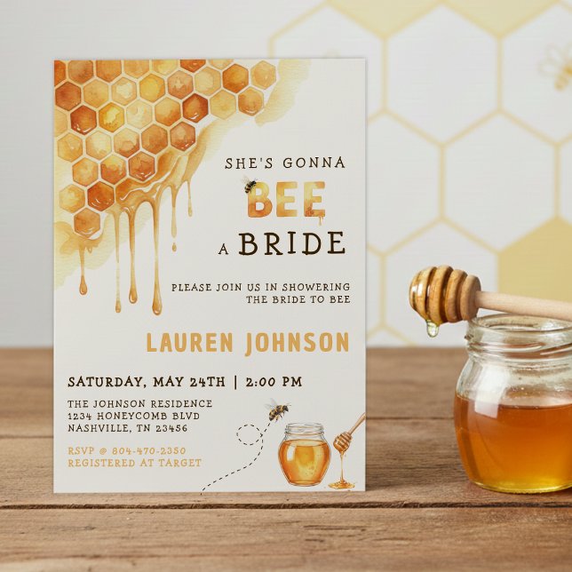 Honey Bee Honeycomb Watercolor Bridal Shower Invitation (Honey Bee Honeycomb Watercolor Bridal Shower Invitation
)