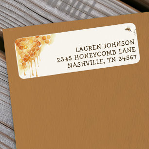 Honey Bee Honeycomb Watercolor Bumblebee Label