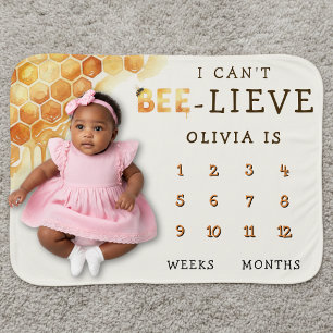 Honey Bee Honeycomb Watercolor Milestone Baby Blanket