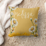 Honey Bee Honeycomb White Daisy Personalize Throw Pillow<br><div class="desc">A bright and cheery personalize throw pillow for a baby/kids room decor,  gift for mama-to-bee,  or a birthday gift for a first bee birthday gift.  Either way,   they will sure to love it.  Browse our Honey Bee Collection for other custom gifts and invitation and announcement stationery.</div>