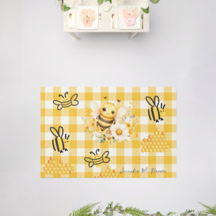 Honey Bee Honeycomb Yellow Kid Rug