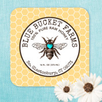 Honey Bee Honeycomb  Yellow Square Business Card