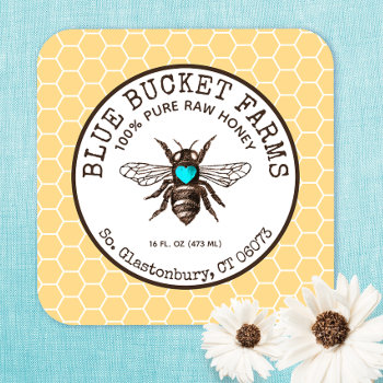 Honey Bee Honeycomb  Yellow Square Business Card by sm_business_cards at Zazzle
