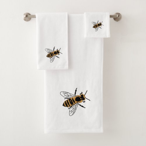 Honey Bee Illustration Insect Bath Towel Set