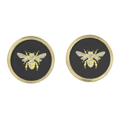 Honey Bee in Gold and Silver Gold Cufflinks