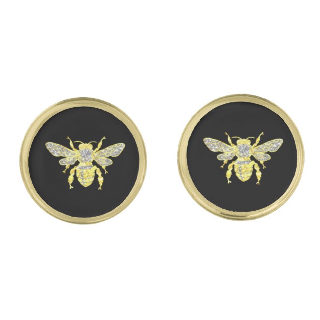 Honey Bee in Gold and Silver Gold Cufflinks (Front)