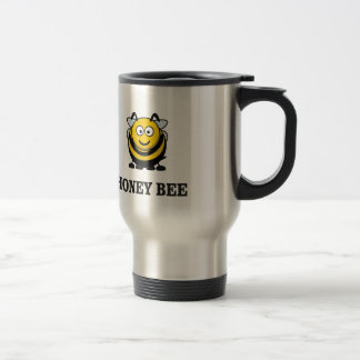 honey bee in yellow travel mug