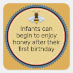 Honey Bee Infant Warning Square Sticker