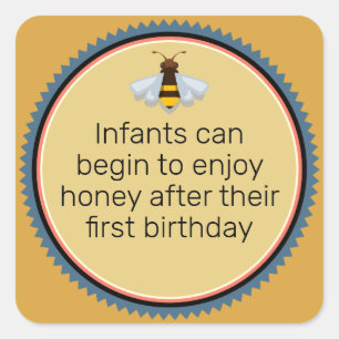 Honey Bee Infant Warning Square Sticker