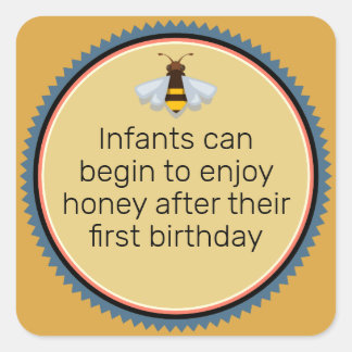 Honey Bee Infant Warning Square Sticker