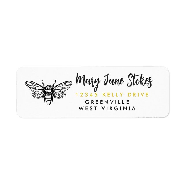 honey Bee insect RETURN ADDRESS envelope Label (Front)