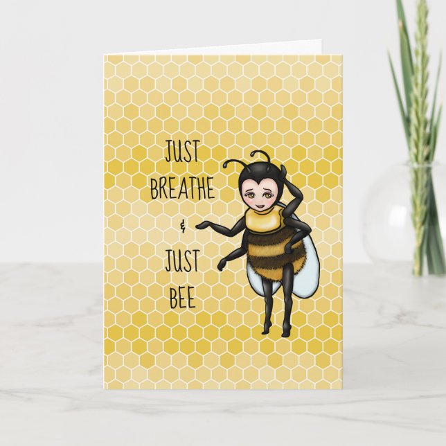Honey Bee Just Breathe & Just Bee Encouragement  Holiday Card (Front)