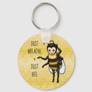 Honey Bee Just Breathe & Just Bee Keychain